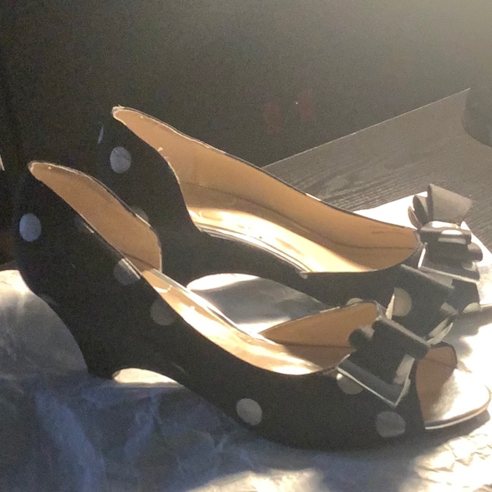 Polka dot silk 2" heel with bow